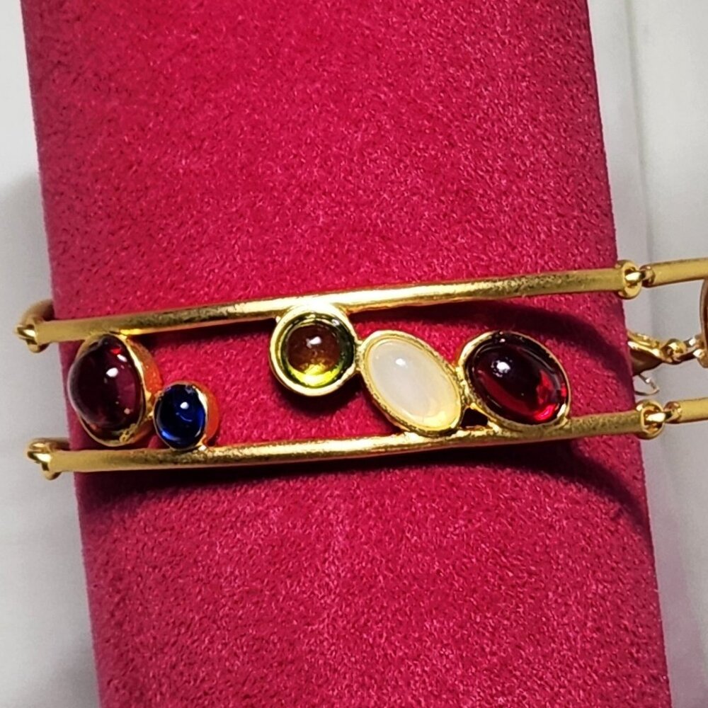 THREE FOR $20 Avant garde bracelet gold tone multi color beads costume NIP